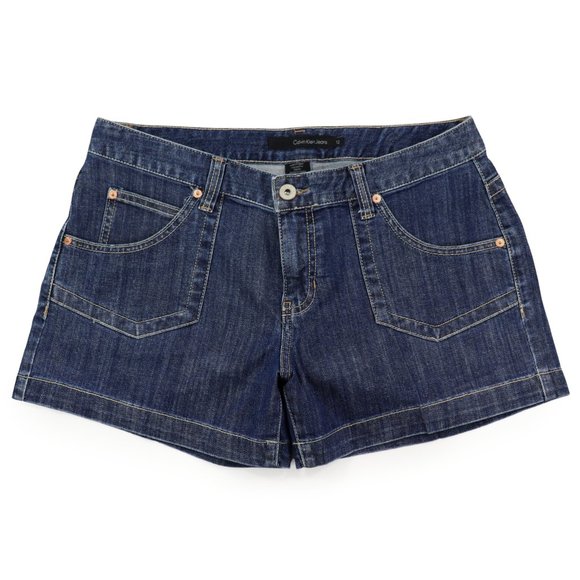 Calvin Klein Jeans Women's Denim Shorts Patch Front Pockets Trouser Hems Size 12 - Picture 1 of 5